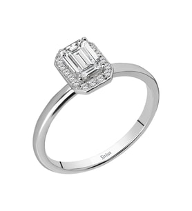 Sirius Pırlanta ve Emerald Kesim Beyaz Safir Tektaş Yüzük 0731R0031