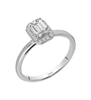 Sirius Pırlanta ve Emerald Kesim Beyaz Safir Tektaş Yüzük 0731R0031