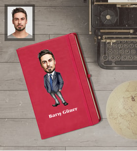 Kişiye Özel Öğretmen Karikatürlü   Kırmızı Defter Bay-7