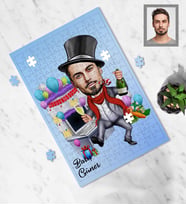 Kişiye Özel Yılbaşı Erkek Karikatürlü 99 Parça Puzzle Model-8