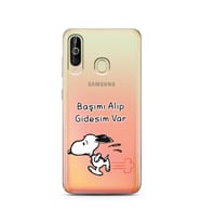 Snoopy Tasarımlı Süper Şeffaf Silikon Telefon Kılıfı Samsung A60