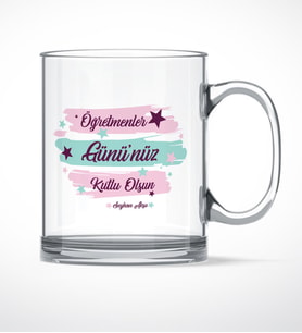 BK Gift Kişiye Özel Öğretmenler Gününüz Kutlu Olsun Cam Kupa Bardak - 4