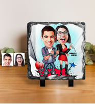 BK Gift Kişiye Özel Sevgililer Karikatürlü Dekoratif Doğal Taş  1