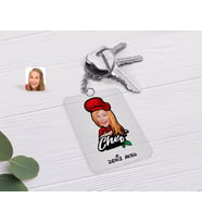 BK Gift Kişiye Özel Kadın Chef Karikatürlü Şeffaf Pleksi Anahtarlık-10 (Beyaz)
