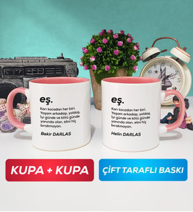 İkili Çiftlere Özel Eş Kupa Bardak Pembe
