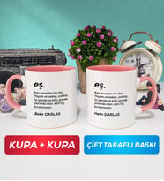 İkili Çiftlere Özel Eş Kupa Bardak Pembe