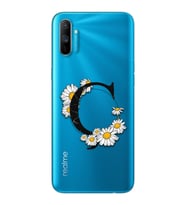 Papatya Harf Tasarım Süper Şeffaf Silikon Telefon Kılıfı Oppo Realmi C3 Ç-Harfi