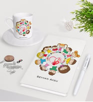 BK Gift Kişiye Özel Çocuk Gelişimi Öğretmeni Beyaz Defter Kalem Türk Kahvesi Fincanı Seti-1 (Model 1)