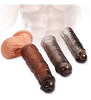 LilituShop Ucu Dolgulu Uzatmalı 3'lü Siyahi Penis Kılıfı Seti