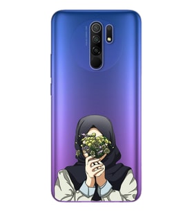 Kapalı Çiçekli Kız Tasarımlı Süper Şeffaf Silikon Telefon Kılıfı Xiomai Redmi 9