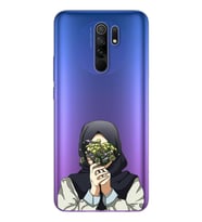 Kapalı Çiçekli Kız Tasarımlı Süper Şeffaf Silikon Telefon Kılıfı Xiomai Redmi 9