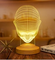 3D İnsan Kafası LED Lamba, Endüstriyel Tasarımcı için Hediye, Sanatçı için Hediye, Masa Lambası, Renkli Parlayan Gece Lambası, Ev ve Ofis Dekoru