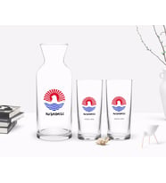 BK Gift Kişiye Özel Renkli Baskılı Kuşadası Tasarımlı Turistik İkili Rakı Bardağı ve Karaf Hediye Seti-1 (Beyaz)