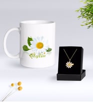 BK Gift Kişiye Özel Papatya Temalı Kupa Ve Papatya Kolye Hediye Seti-4 (Model 1)