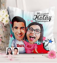 BK Gift Kişiye Özel Sevgililer Karikatürlü  Yastık  5