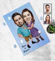 Kişiye Özel Sevgili Karikatürlü A4 99 Parça Puzzle Model 1