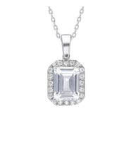 925 Ayar Gümüş Starlight Diamond Pırlanta Kare Baget Tektaş Kolye