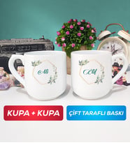 İkili Çiçek Tasarımlı İsme Özel Kupa Bardak Oval
