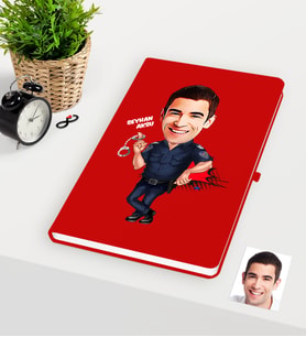 BK Gift Kişiye Özel Bay Polis Karikatürlü Kırmızı Defter - 2