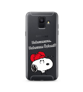 Snoopy Tasarımlı Süper Şeffaf Silikon Telefon Kılıfı Samsung A6 (2018)