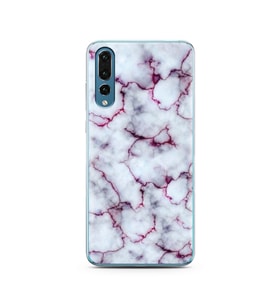 Mor Mermer Tasarımlı Süper Şeffaf Silikon Telefon Kılıfı Huawei P20 Pro  