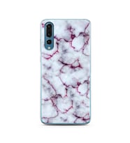Mor Mermer Tasarımlı Süper Şeffaf Silikon Telefon Kılıfı Huawei P20 Pro  
