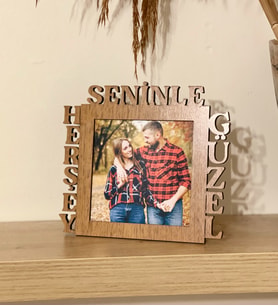 Kişiye Özel Fotoğraflı Herşey Seninle Güzel Mdf Çerçeve Ahşap