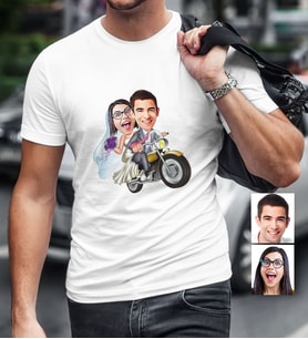 BK Gift Kişiye Özel Evleniyoruz Karikatür Beyaz Erkek Tişört  8