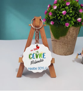 Mesajlı Çevre Mühendisi Tasarımlı Kişiye Özel Çevre Mühendisi Ahşap Anahtarlık