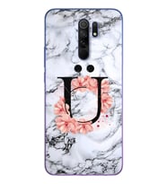 Mermer Çiçekli Harf Tasarım Süper Şeffaf Silikon Telefon Kılıfı Xiomai Redmi 9 Ü
