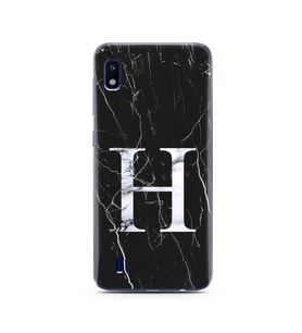 Samsung A10 Siyah Mermer Harf Tasarımlı Telefon Kılıfı H-Harfi 