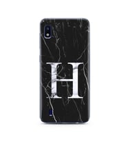 Samsung A10 Siyah Mermer Harf Tasarımlı Telefon Kılıfı H-Harfi 