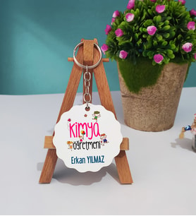 Kimya Öğretmeni Tasarımlı Kişiye Özel Hediye Kimya Öğretmeni Ahşap Anahtarlık