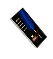 Steel Pen Kuş Tüyü Divit Kalem Seti Kaligrafi Kalemi (Mavi)