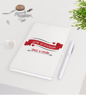 BK Gift Kişiye Özel Sevgililer Günü Beyaz Defter Kalem Seti-56