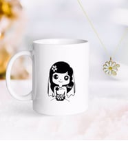 BK Gift Kişiye Özel Sevgililer Günü Kupa ve Çift İsimli Papatya Kolye-97 (Model 1)