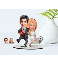 BK Gift Kişiye Özel Sevgililer Karikatürlü Ahşap Biblo Model-15 (Beyaz)