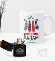 BK Gift Kişiye Özel Karizmatik Babam Benzinli Çakmak ve Kupa Seti (Model 1)