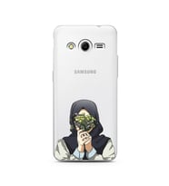 Kapalı Çiçekli Kız Tasarımlı Süper Şeffaf Silikon Telefon Kılıfı Samsung Core 2