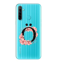 Pembe Çiçekli Harf Tasarım Süper Şeffaf Silikon Telefon Kılıfı Oppo Realmi 6i Ö-