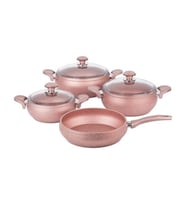 Özkent 7 Parça Yeni Model Granit Güveç Tencere Seti (Rose)