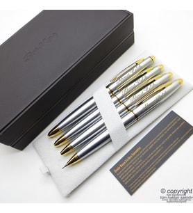 Scrikss 88 4'lü Set Gold Krom Deri Ahşap Kutulu  Dolma Kalem + Roller Kalem + Tükenmez Kalem + Versatil Kalem Seti  Scrikss Knight  İsme Özel Kalem  Hediyelik Kalem