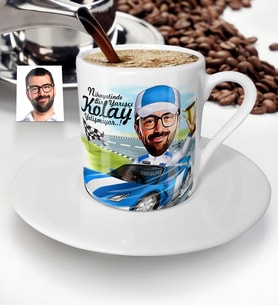 BK Gift Kişiye Özel Bay Rallici Karikatür Türk Kahvesi Fincanı  1
