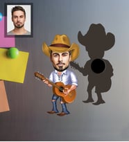 Kişiye Özel Gitarist Karikatürlü Ahşap Magnet Bay-1