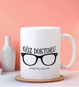 Kişiye Özel Göz Doktoru 2 Tasarımlı Beyaz Kupa