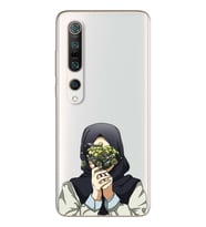 Kapalı Çiçekli Kız Tasarımlı Süper Şeffaf Silikon Telefon Kılıfı Xiomai Mi10- Mi