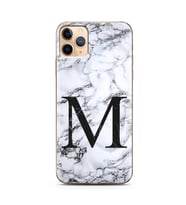 Iphone 11 Pro Beyaz Mermer Harf Tasarımlı Telefon Kılıfı M-Harfi 