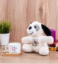 Sevgililere Özel Baskılı Fincan ve Peluş Köpek