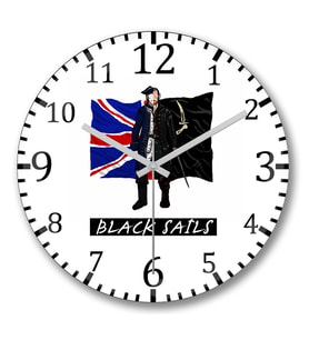 Black Sails Duvar Saati Bombeli Gercek Cam