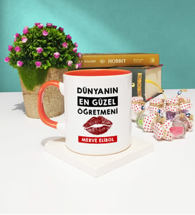 Dünyanın En Güzel Öğretmeni Kupa Bardak Turuncu
